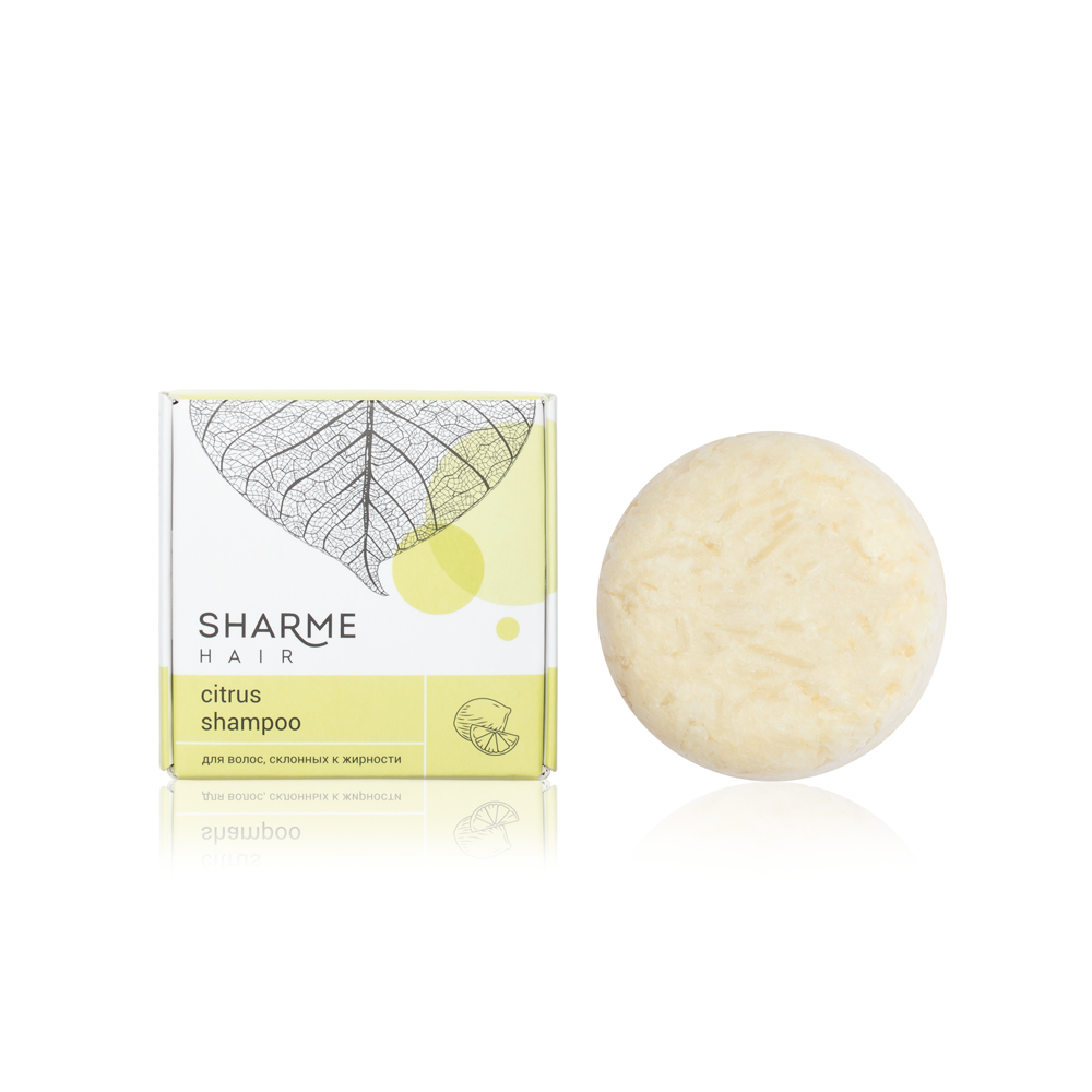 Натуральный твёрдый шампунь Sharme Hair Citrus с ароматом цитруса для жирных волос