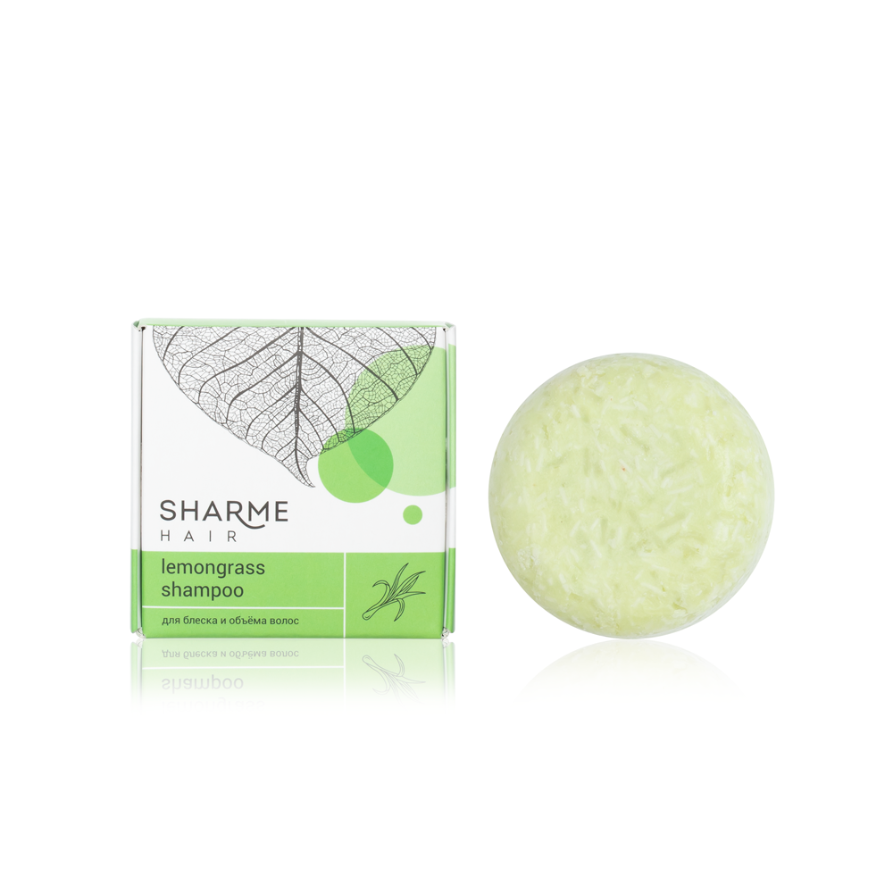 Натуральный твёрдый шампунь Sharme Hair Lemongrass с ароматом лемонграсса для тусклых волос